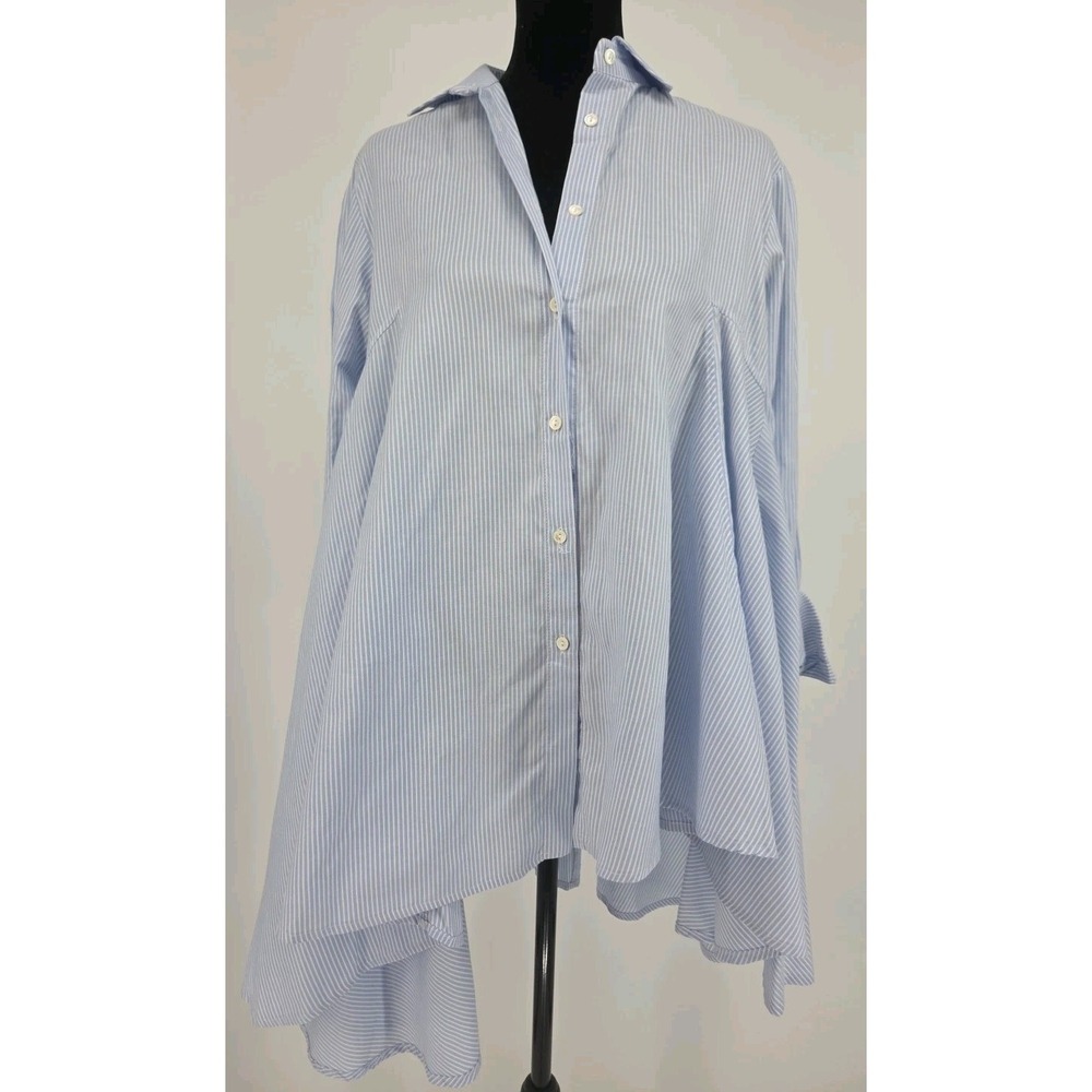 Palmer Harding Shirt 2/4 Button Up Blouse Artsy Asymmetric Stripe Cotton